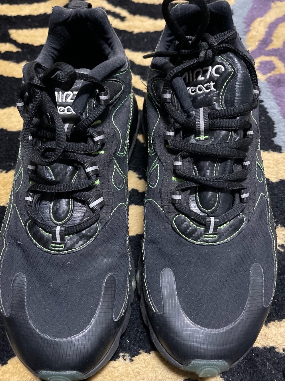 Nike Black Sneakers with Neon Green Stitching